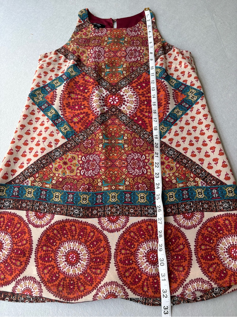 Boho Chic Mosaic Print Sleeveless Mini Dress - Red Multi by&by sz M - Picture 7 of 10